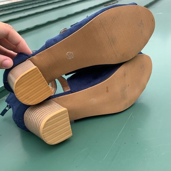 Fashion Blue strappy Saude zip up back open toe heels - Picture 11 of 13